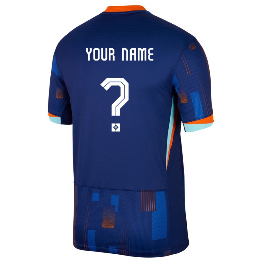 Men Football Netherlands Your Name #0 Blue Away Jersey 24-26 T-Shirt Nz