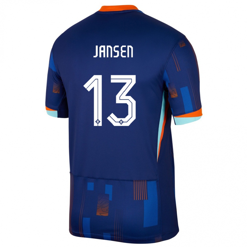 Men Football Netherlands Renate Jansen #13 Blue Away Jersey 24-26 T-Shirt Nz