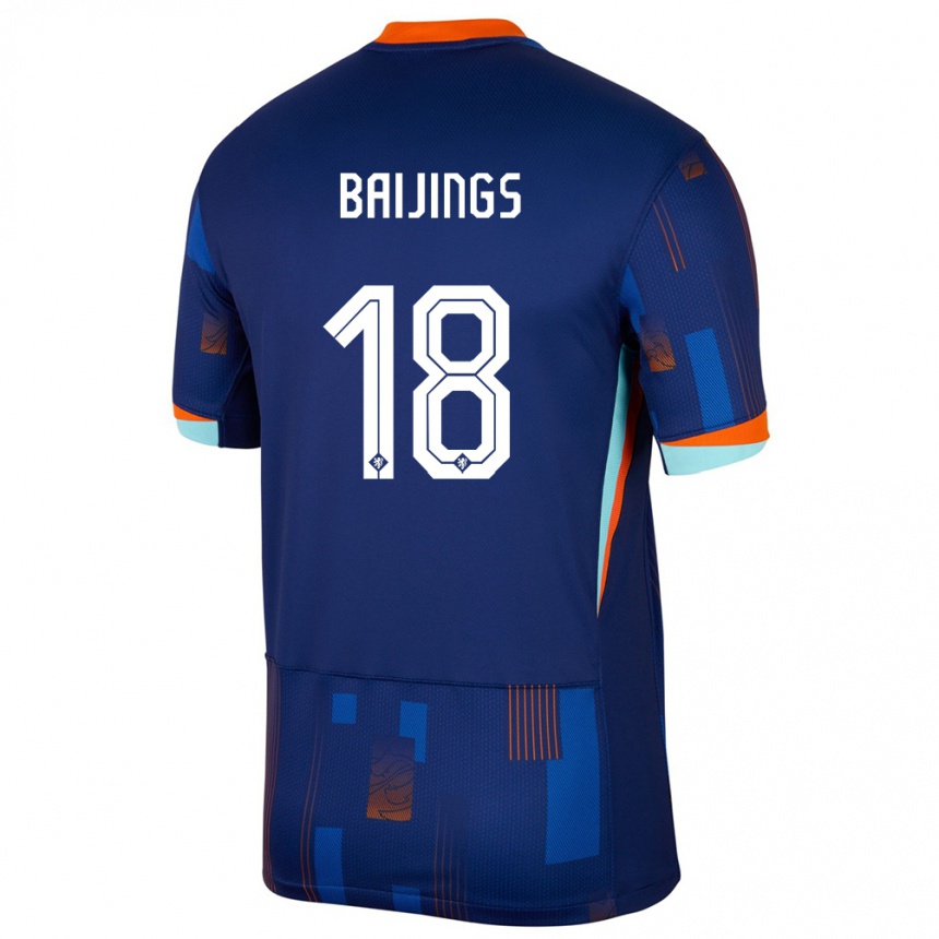 Men Football Netherlands Jill Baijings #18 Blue Away Jersey 24-26 T-Shirt Nz