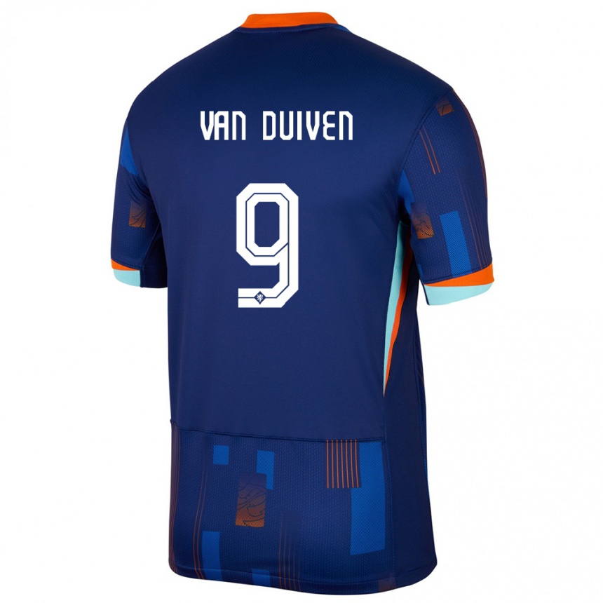 Men Football Netherlands Jason Van Duiven #9 Blue Away Jersey 24-26 T-Shirt Nz