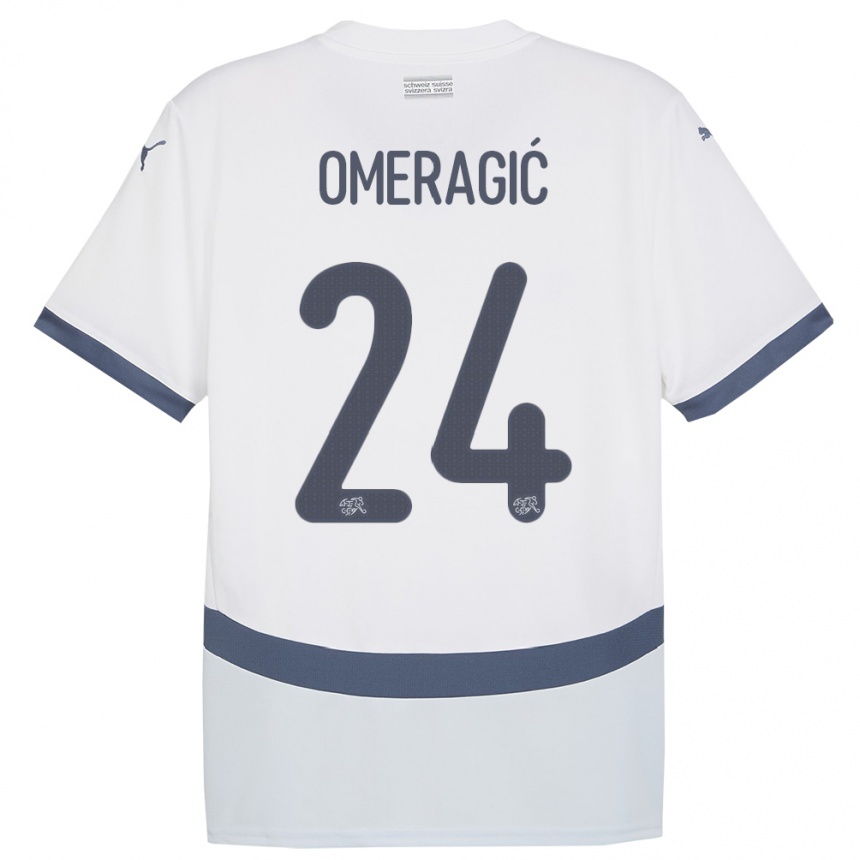 Men Football Switzerland Becir Omeragic #24 White Away Jersey 24-26 T-Shirt Nz