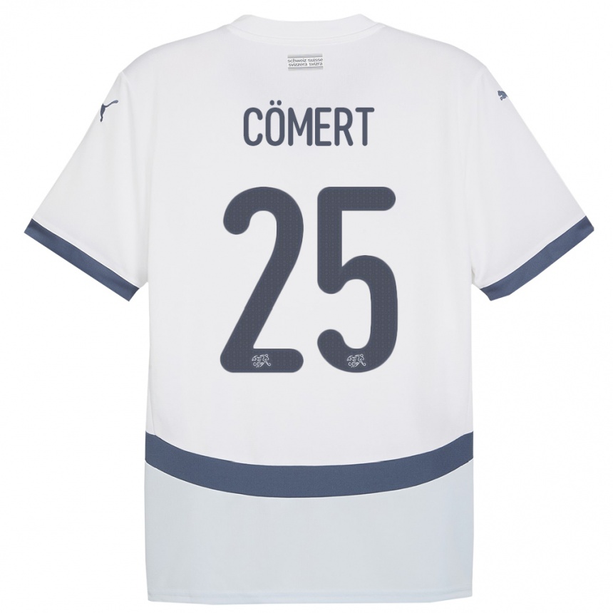 Men Football Switzerland Eray Comert #25 White Away Jersey 24-26 T-Shirt Nz