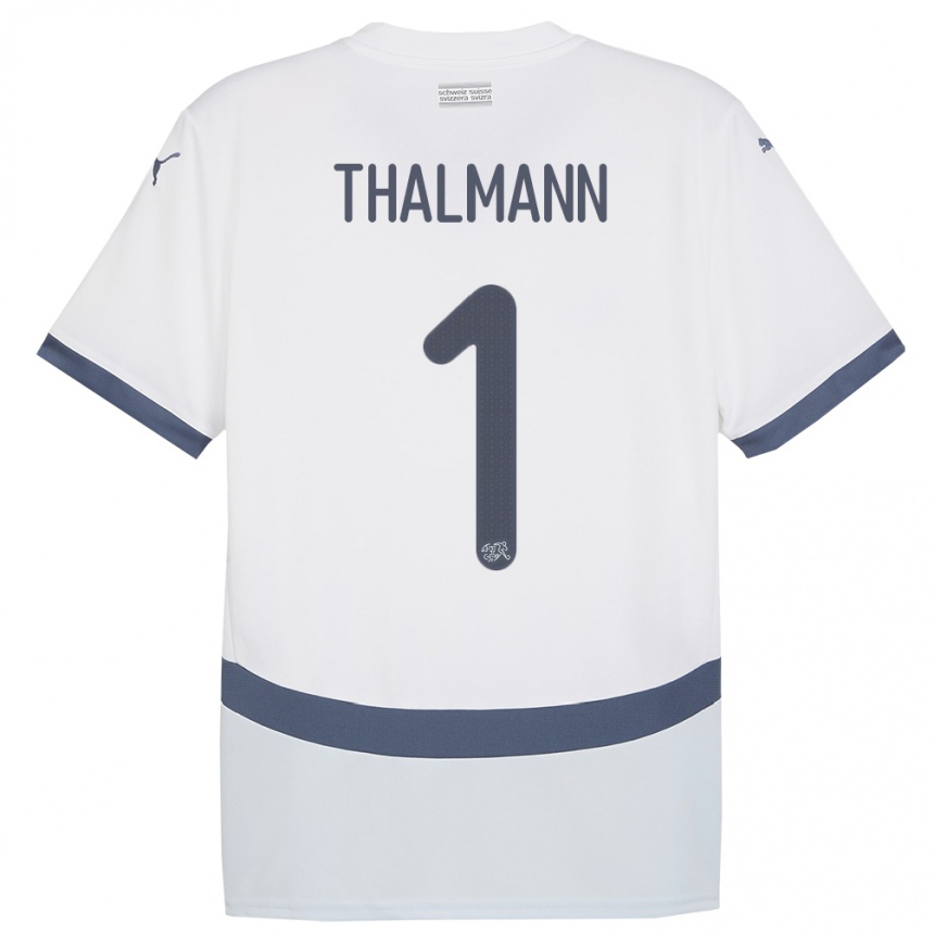 Men Football Switzerland Gaelle Thalmann #1 White Away Jersey 24-26 T-Shirt Nz