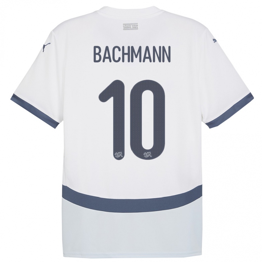 Men Football Switzerland Ramona Bachmann #10 White Away Jersey 24-26 T-Shirt Nz