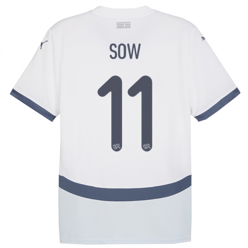 Men Football Switzerland Coumba Sow #11 White Away Jersey 24-26 T-Shirt Nz