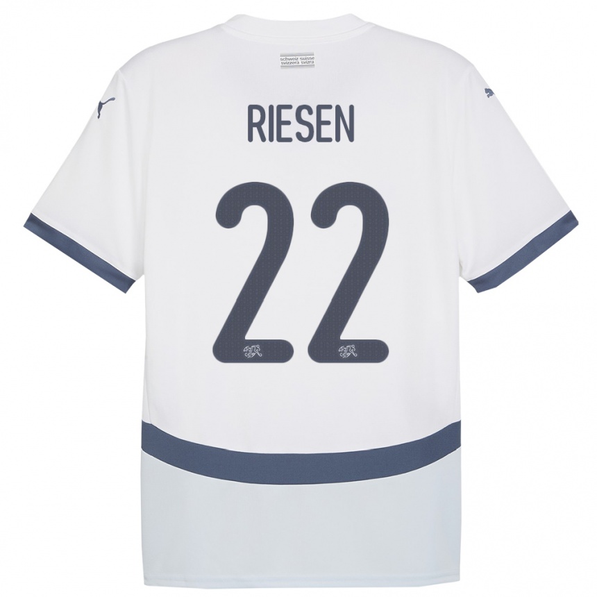 Men Football Switzerland Nadine Riesen #22 White Away Jersey 24-26 T-Shirt Nz