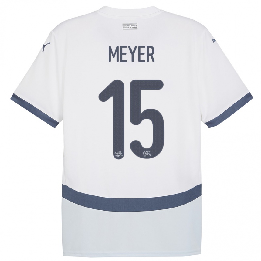 Men Football Switzerland Leny Meyer #15 White Away Jersey 24-26 T-Shirt Nz