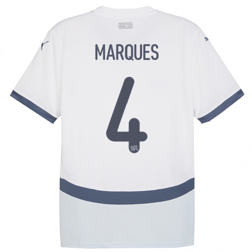 Men Football Switzerland Christian Marques #4 White Away Jersey 24-26 T-Shirt Nz