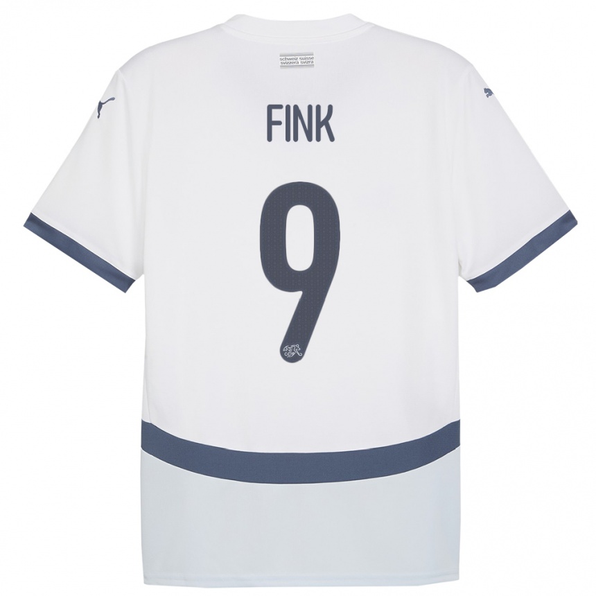 Men Football Switzerland Bradley Fink #9 White Away Jersey 24-26 T-Shirt Nz