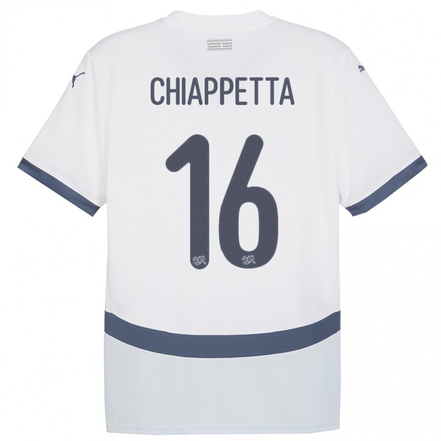 Men Football Switzerland Carmine Chiappetta #16 White Away Jersey 24-26 T-Shirt Nz