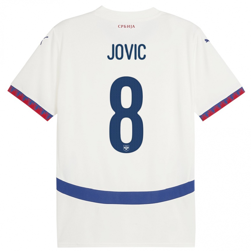 Men Football Serbia Luka Jovic #8 White Away Jersey 24-26 T-Shirt Nz