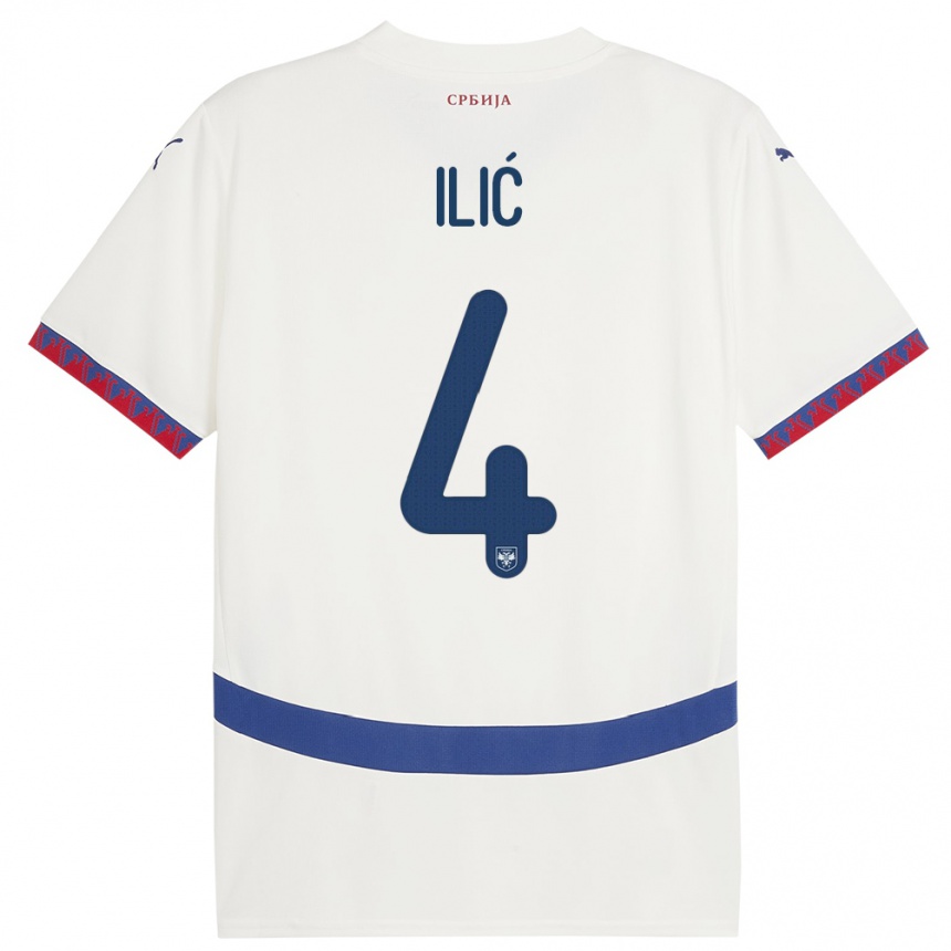 Men Football Serbia Marija Ilic #4 White Away Jersey 24-26 T-Shirt Nz