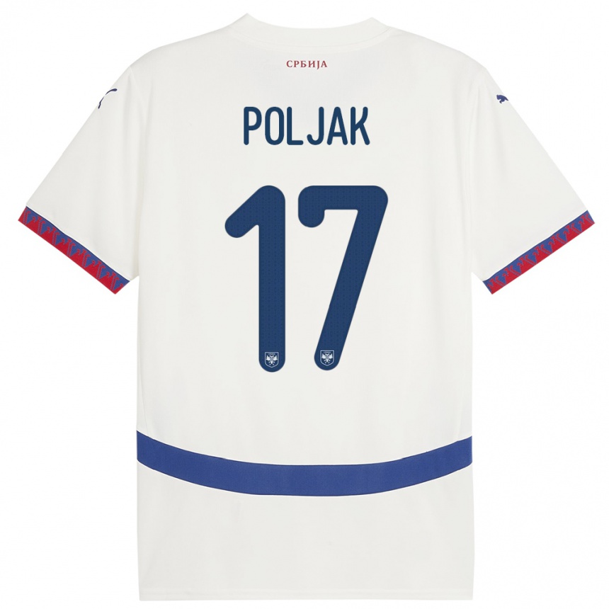 Men Football Serbia Allegra Poljak #17 White Away Jersey 24-26 T-Shirt Nz