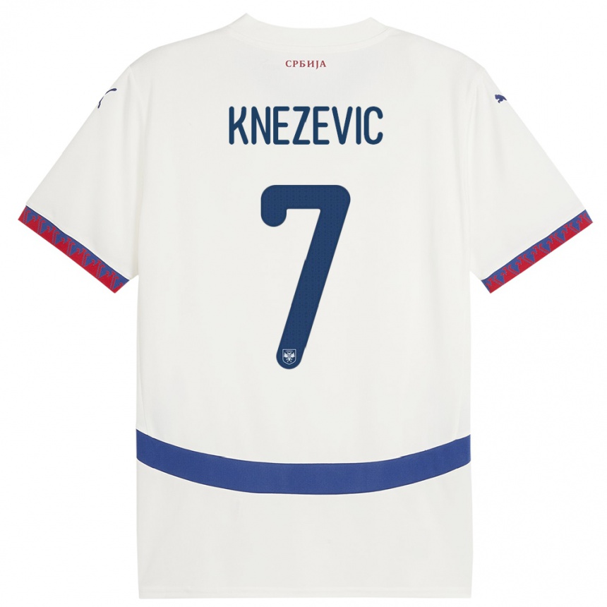 Men Football Serbia Nikola Knezevic #7 White Away Jersey 24-26 T-Shirt Nz