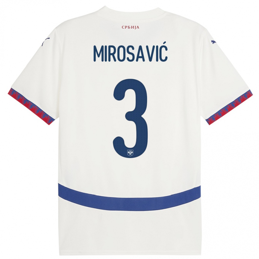 Men Football Serbia Veljko Mirosavic #3 White Away Jersey 24-26 T-Shirt Nz