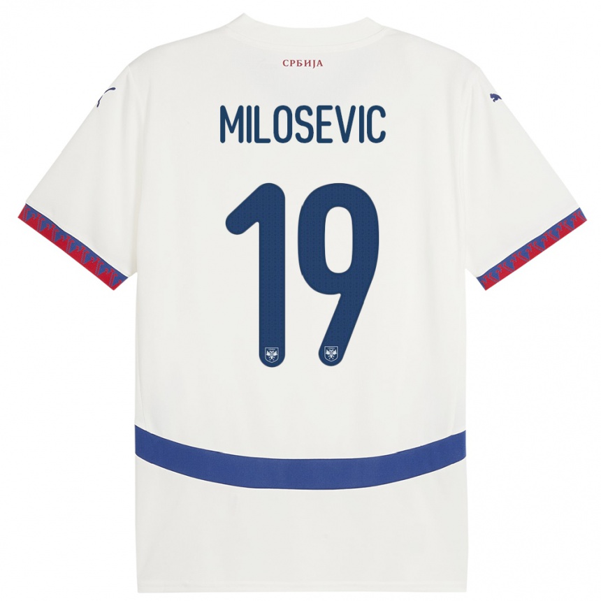 Men Football Serbia Jovan Milosevic #19 White Away Jersey 24-26 T-Shirt Nz