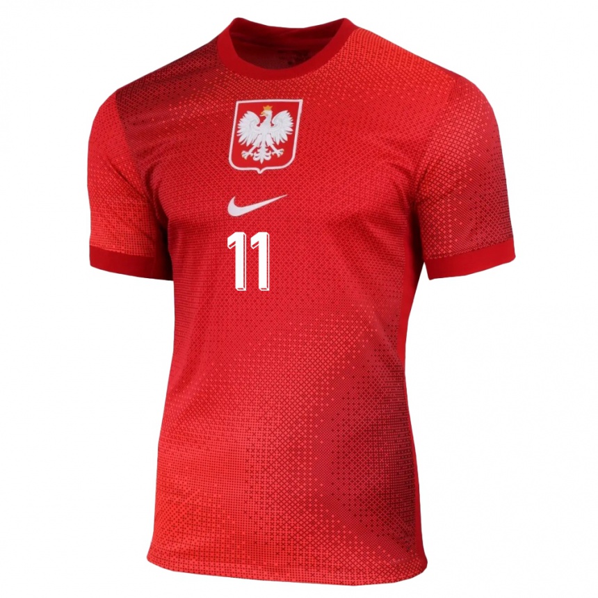 Men Football Poland Jakub Antczak #11 Red Away Jersey 24-26 T-Shirt Nz