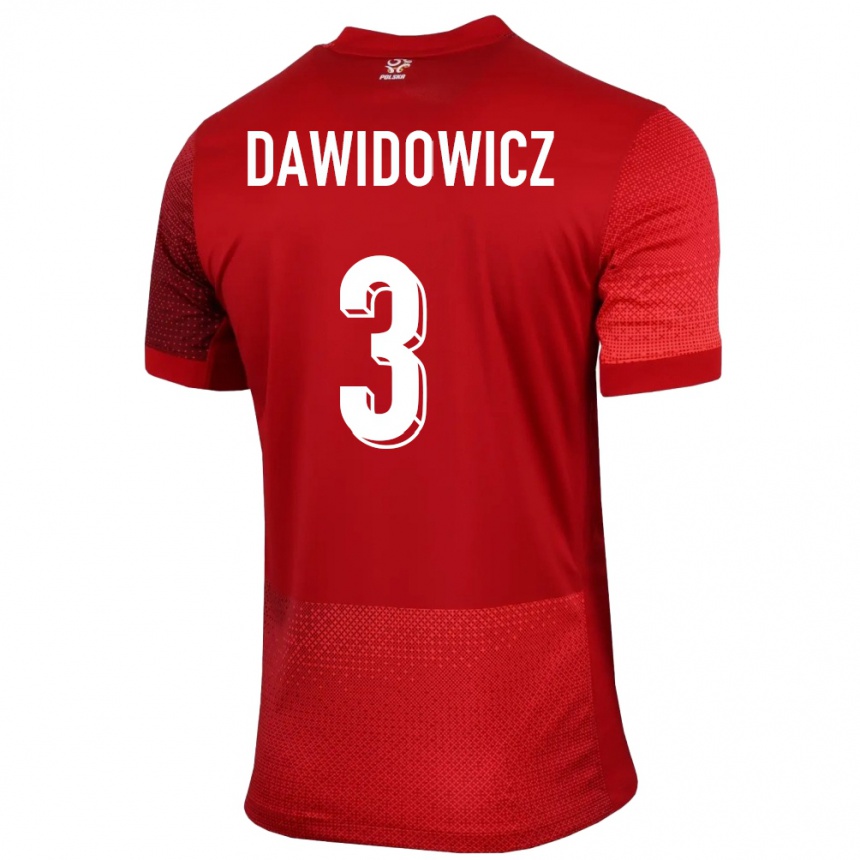 Men Football Poland Pawel Dawidowicz #3 Red Away Jersey 24-26 T-Shirt Nz