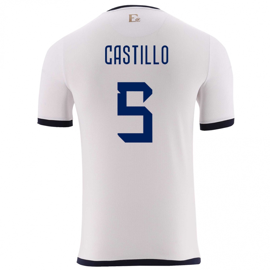 Men Football Ecuador Denil Castillo #5 White Away Jersey 24-26 T-Shirt Nz