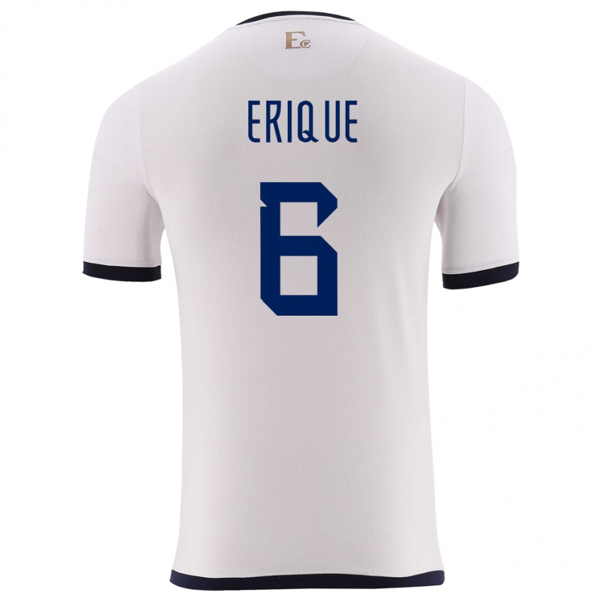 Men Football Ecuador Yeltzin Erique #6 White Away Jersey 24-26 T-Shirt Nz