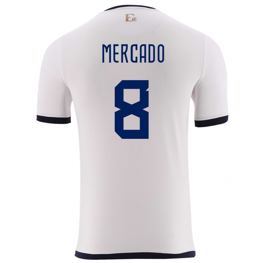 Men Football Ecuador Patrik Mercado #8 White Away Jersey 24-26 T-Shirt Nz