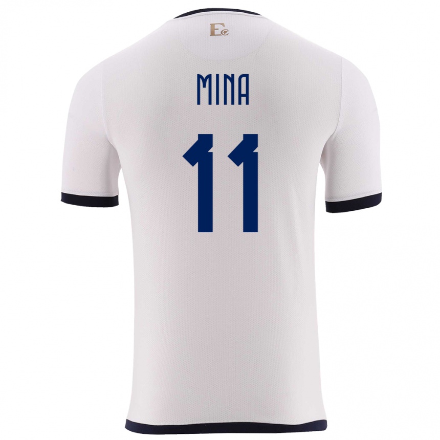 Men Football Ecuador Ariel Mina #11 White Away Jersey 24-26 T-Shirt Nz