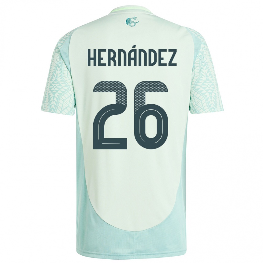 Men Football Mexico Nicolette Hernandez #26 Linen Green Away Jersey 24-26 T-Shirt Nz