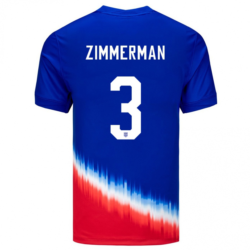 Men Football United States Walker Zimmerman #3 Blue Away Jersey 24-26 T-Shirt Nz