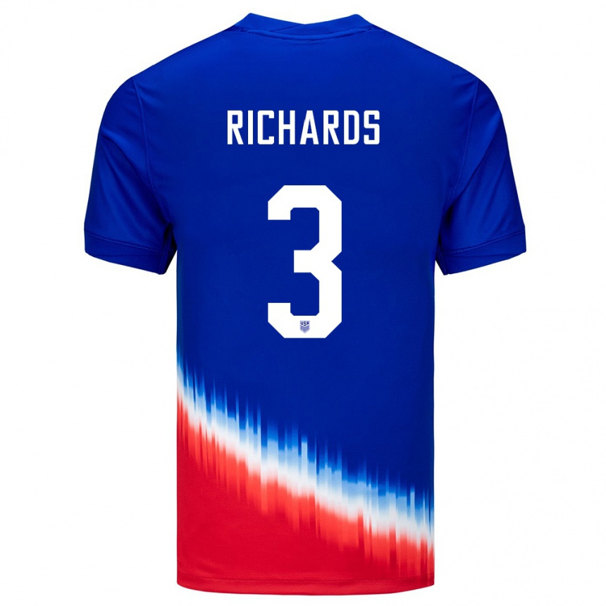 Men Football United States Chris Richards #3 Blue Away Jersey 24-26 T-Shirt Nz