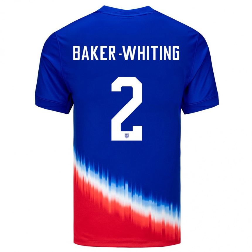 Men Football United States Reed Baker Whiting #2 Blue Away Jersey 24-26 T-Shirt Nz