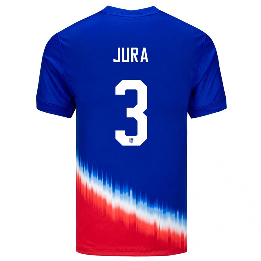 Men Football United States Sawyer Jura #3 Blue Away Jersey 24-26 T-Shirt Nz