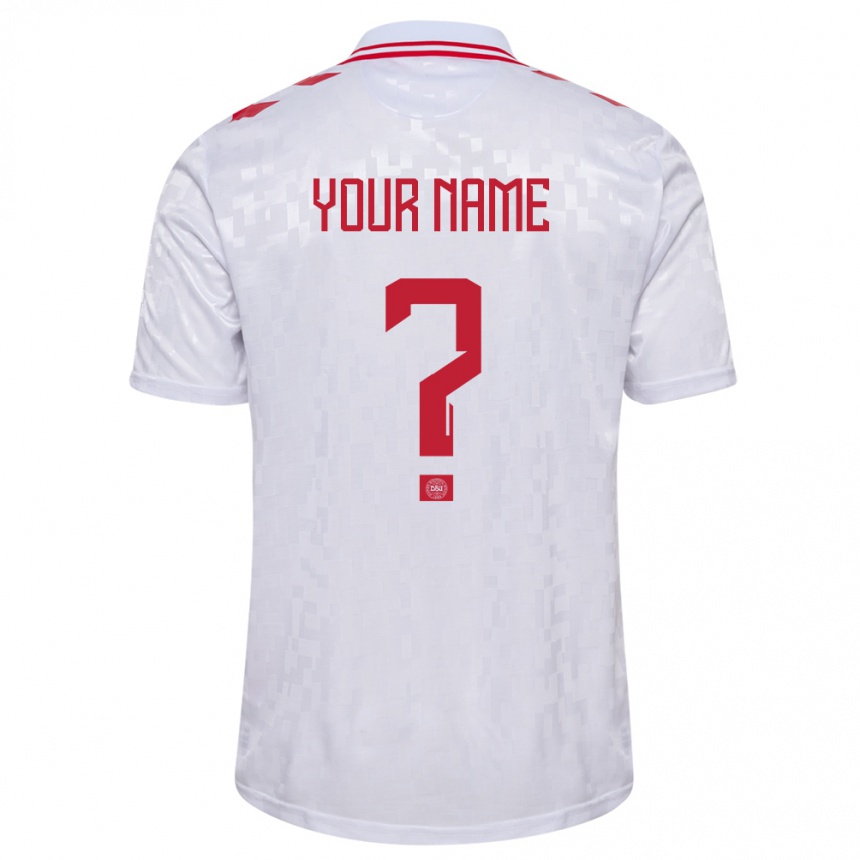 Men Football Denmark Your Name #0 White Away Jersey 24-26 T-Shirt Nz