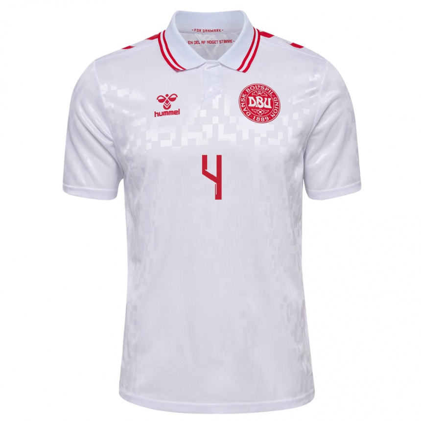 Men Football Denmark Lucas Hey #4 White Away Jersey 24-26 T-Shirt Nz