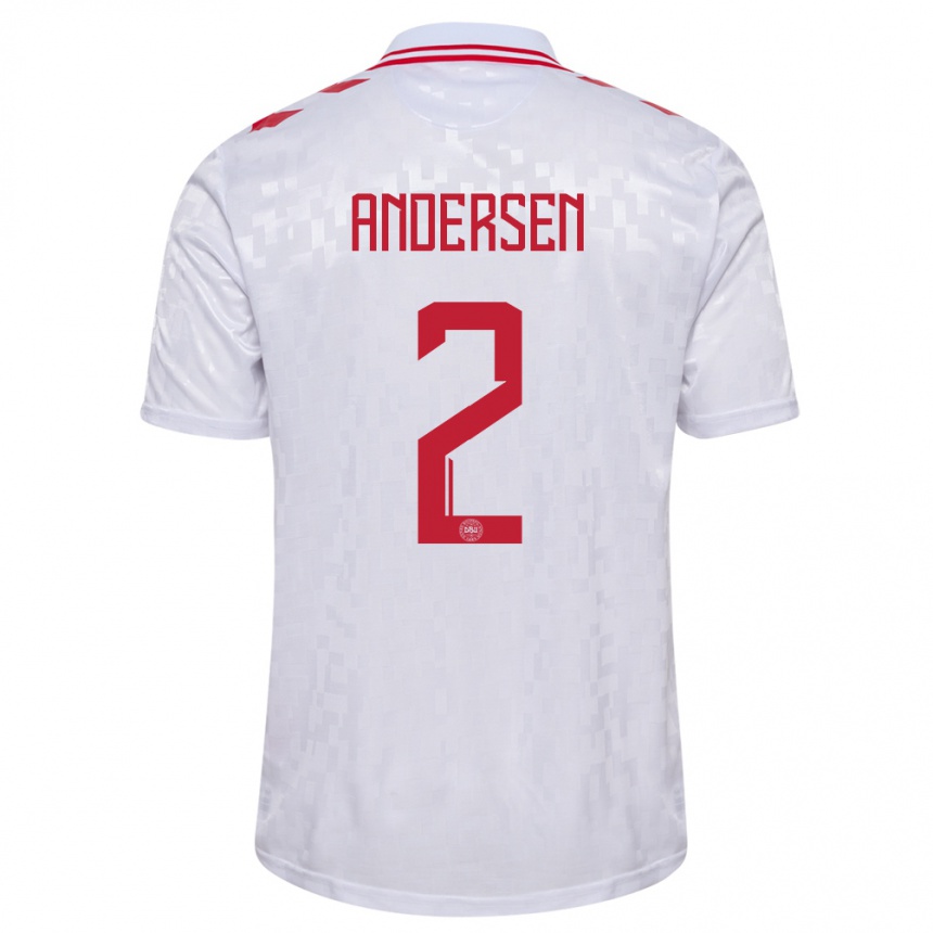 Men Football Denmark Joachim Andersen #2 White Away Jersey 24-26 T-Shirt Nz