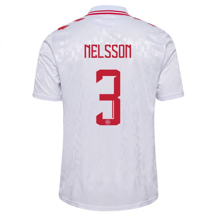 Men Football Denmark Victor Nelsson #3 White Away Jersey 24-26 T-Shirt Nz