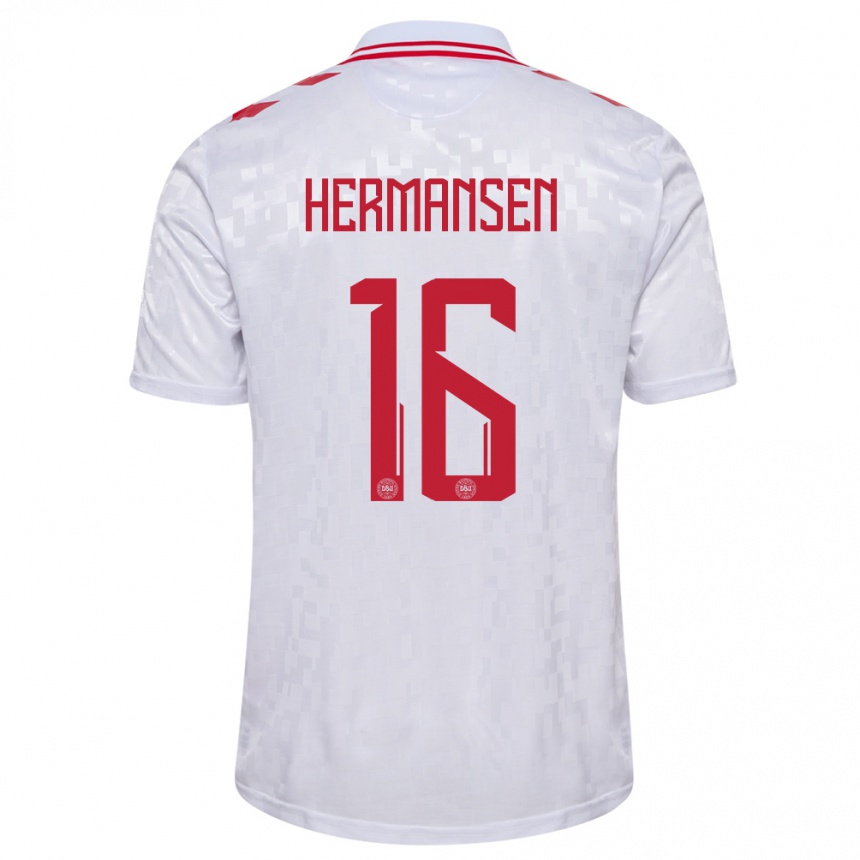 Men Football Denmark Mads Hermansen #16 White Away Jersey 24-26 T-Shirt Nz