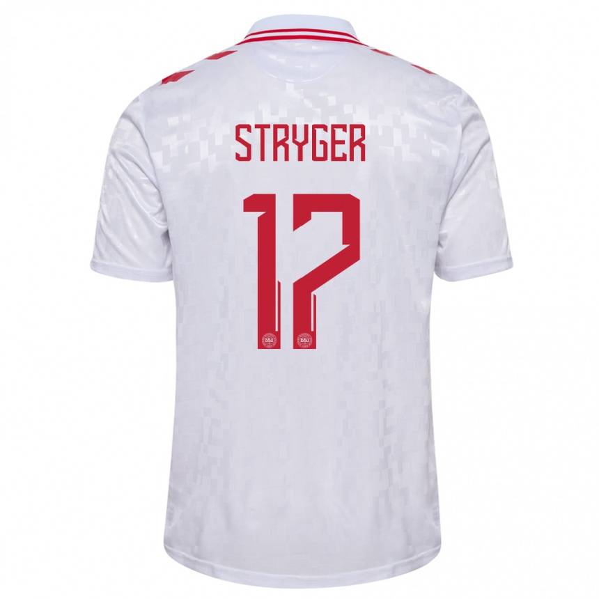 Men Football Denmark Jens Stryger Larsen #17 White Away Jersey 24-26 T-Shirt Nz