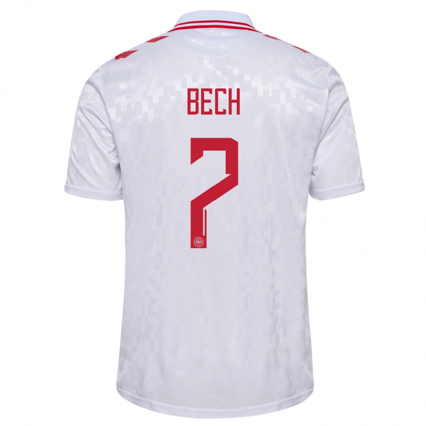 Men Football Denmark Tobias Bech #7 White Away Jersey 24-26 T-Shirt Nz