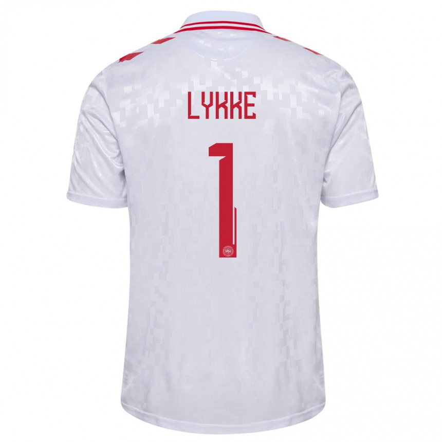 Men Football Denmark William Lykke #1 White Away Jersey 24-26 T-Shirt Nz