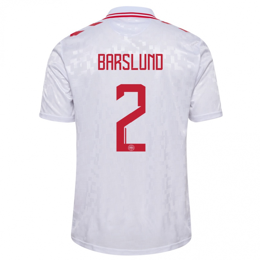 Men Football Denmark Kaare Barslund #2 White Away Jersey 24-26 T-Shirt Nz