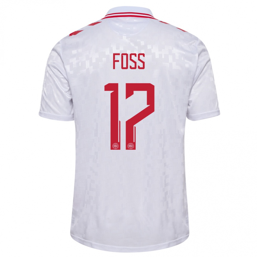 Men Football Denmark Jonathan Foss #17 White Away Jersey 24-26 T-Shirt Nz