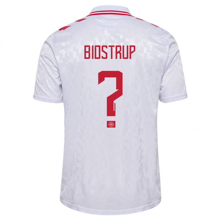 Men Football Denmark Hjalte Bidstrup #0 White Away Jersey 24-26 T-Shirt Nz