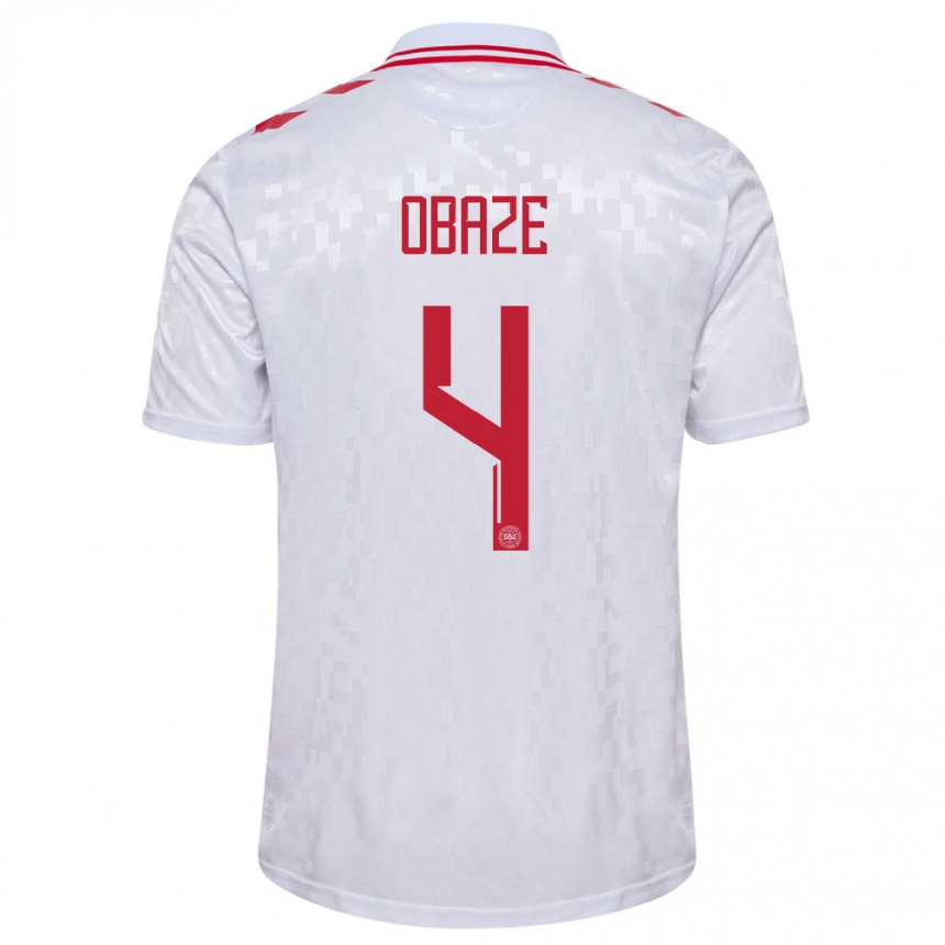 Men Football Denmark Isabella Obaze #4 White Away Jersey 24-26 T-Shirt Nz