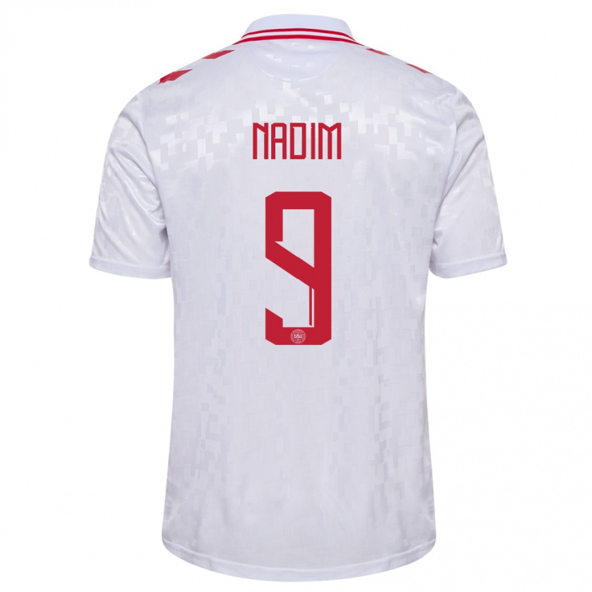 Men Football Denmark Nadia Nadim #9 White Away Jersey 24-26 T-Shirt Nz