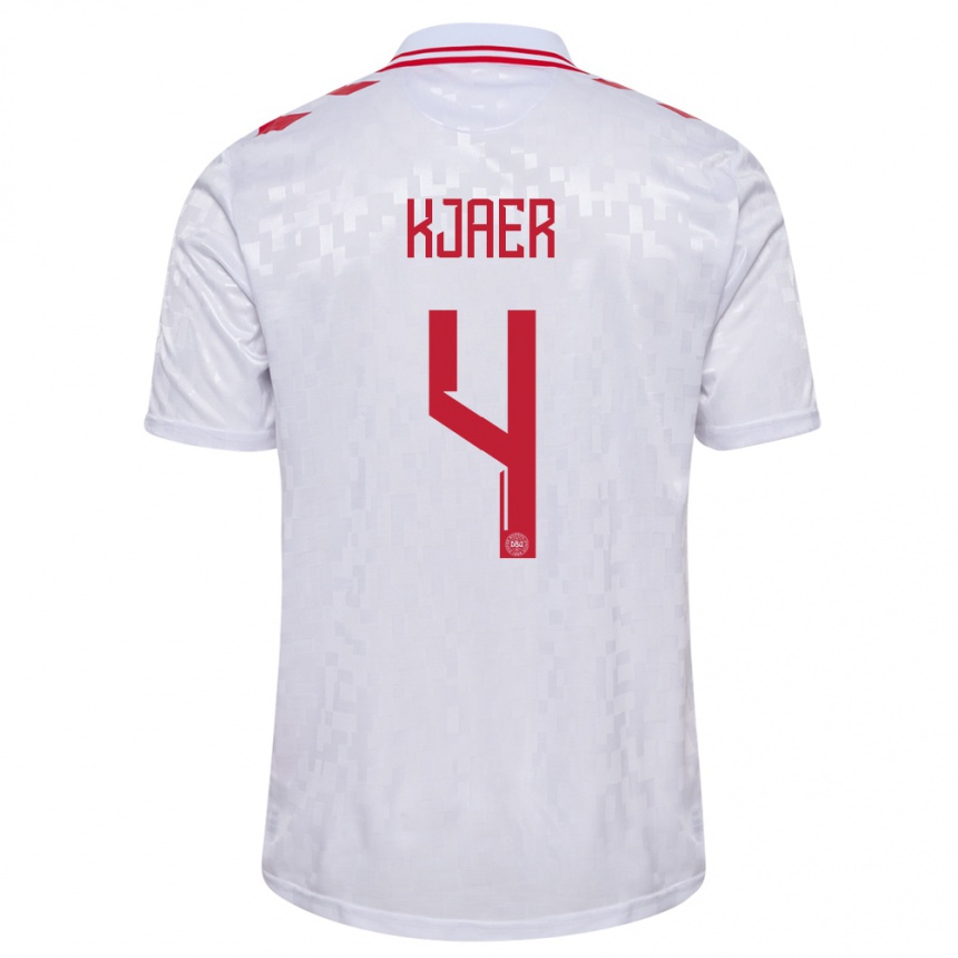 Men Football Denmark Simon Kjaer #4 White Away Jersey 24-26 T-Shirt Nz