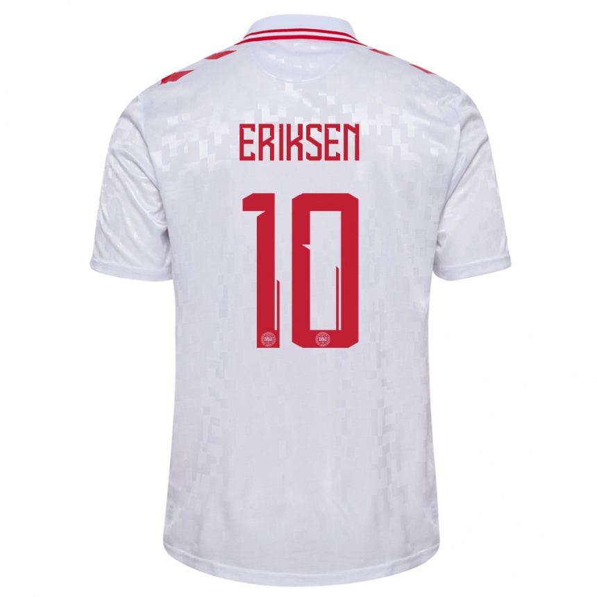 Men Football Denmark Christian Eriksen #10 White Away Jersey 24-26 T-Shirt Nz