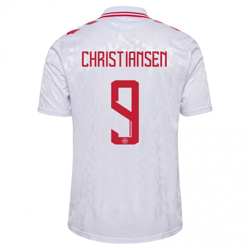 Men Football Denmark Nanna Christiansen #9 White Away Jersey 24-26 T-Shirt Nz