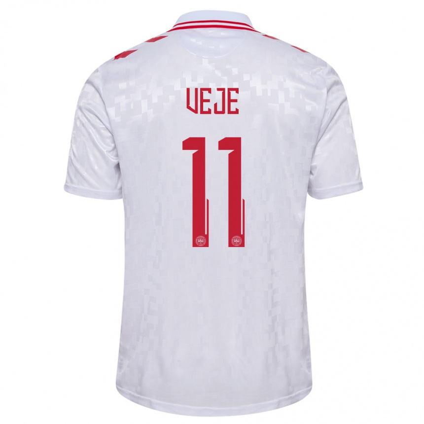 Men Football Denmark Katrine Veje #11 White Away Jersey 24-26 T-Shirt Nz