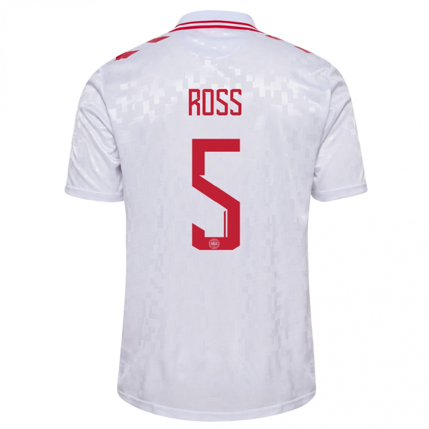 Men Football Denmark Mathias Ross #5 White Away Jersey 24-26 T-Shirt Nz