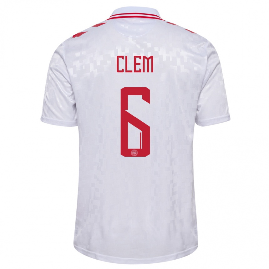 Men Football Denmark William Clem #6 White Away Jersey 24-26 T-Shirt Nz